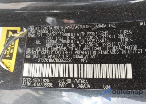 2011 Lexus Rx 350 from USA, damaged, VIN 2T2ZK1BA7BC063596